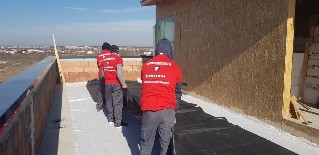 Pozitionare membrana EPDM - Terasa acoperis 1 - dimensiune membrana 13.8 x 6.1 m