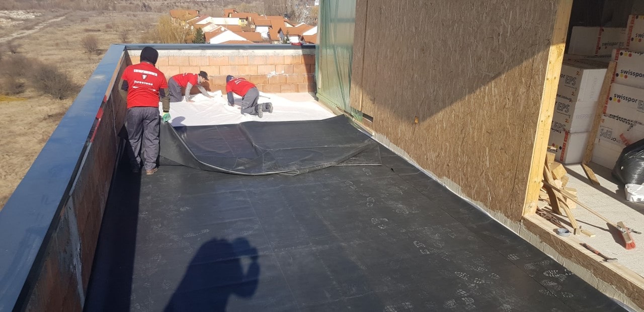 Pozitionare membrana EPDM - Terasa acoperis 4-dimensiune membrana 13.8 x 6.1 m